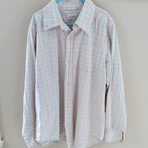 Boys orange white and blue button down shirt from the children's place size L